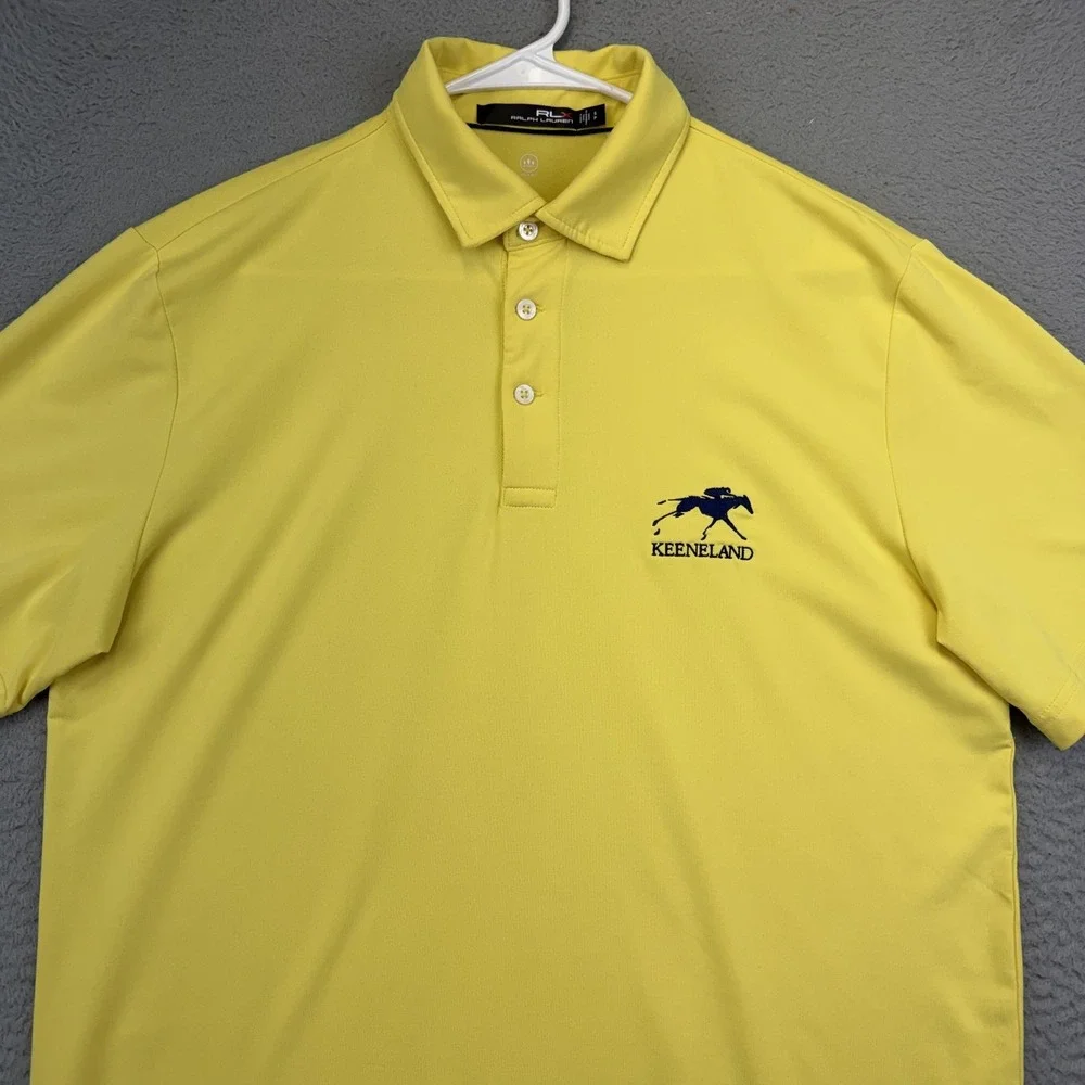 RLX Ralph Lauren Shirt Mens Small Yellow Keeneland Golf Polo Wicking Performance